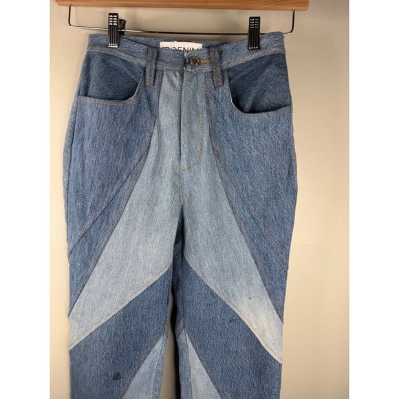 NEW EB DENIM Vien Straight Leg Patchwork Jeans Size S - Picture 3 of 8